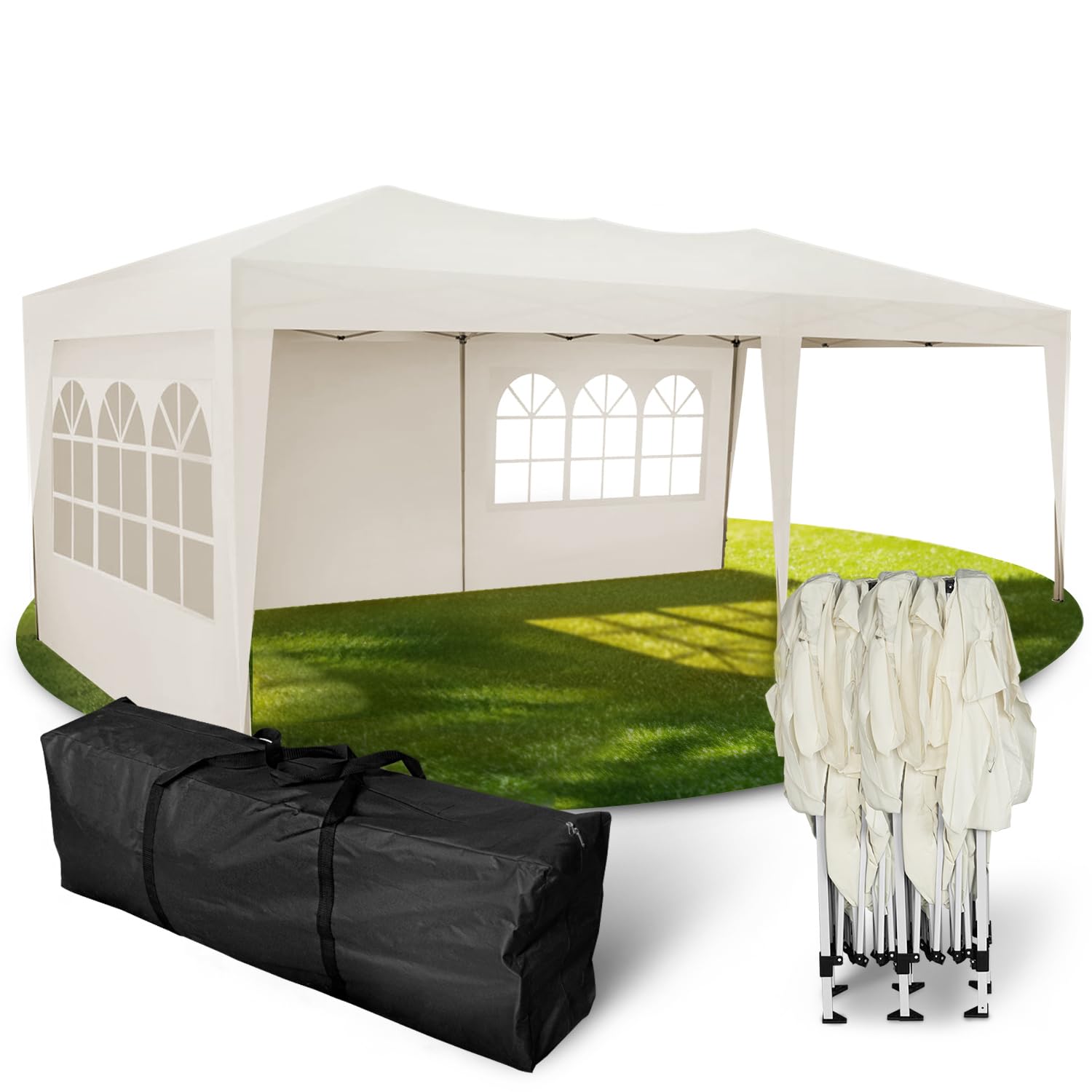 Kronenburg Faltpavillon wasserdicht Dachmaß 3 x 3 m UV Schutz 50+ Pavillon in Schwarz mit 4 Seitenteilen
