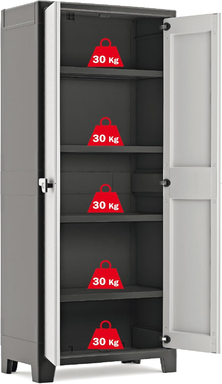 Keter Titan Kunststoffschrank Hoch – Wetterfest, UV-beständig, Mit Verstellbaren Böden
