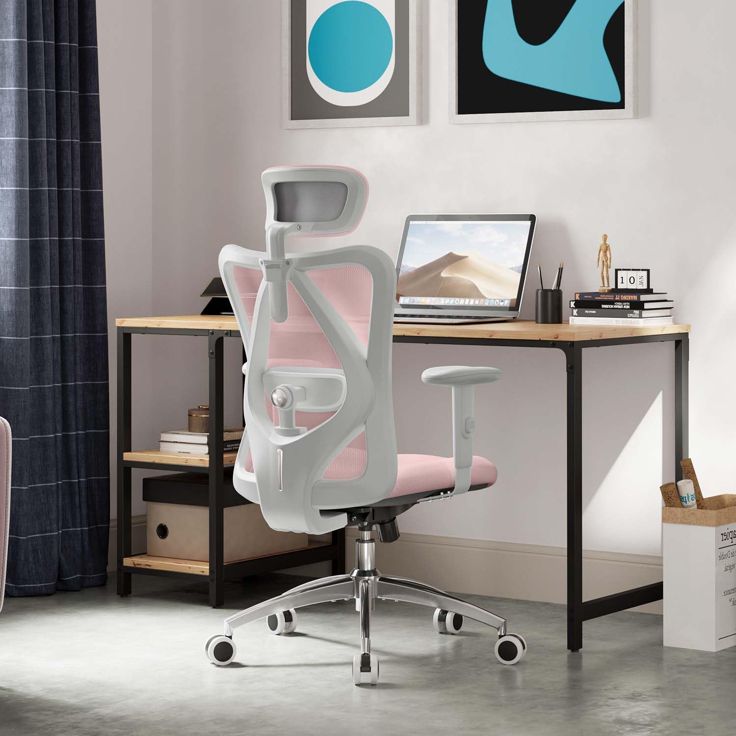 SIHOO Bürostuhl Ergonomischer Schreibtischstuhl, Drehstuhl hat Verstellbarer Lordosenstütze, Kopfstütze und Armlehne, Höhenverstellung und Wippfunktion, Rückenschonend, Bis 150kg/330LB Belastbar