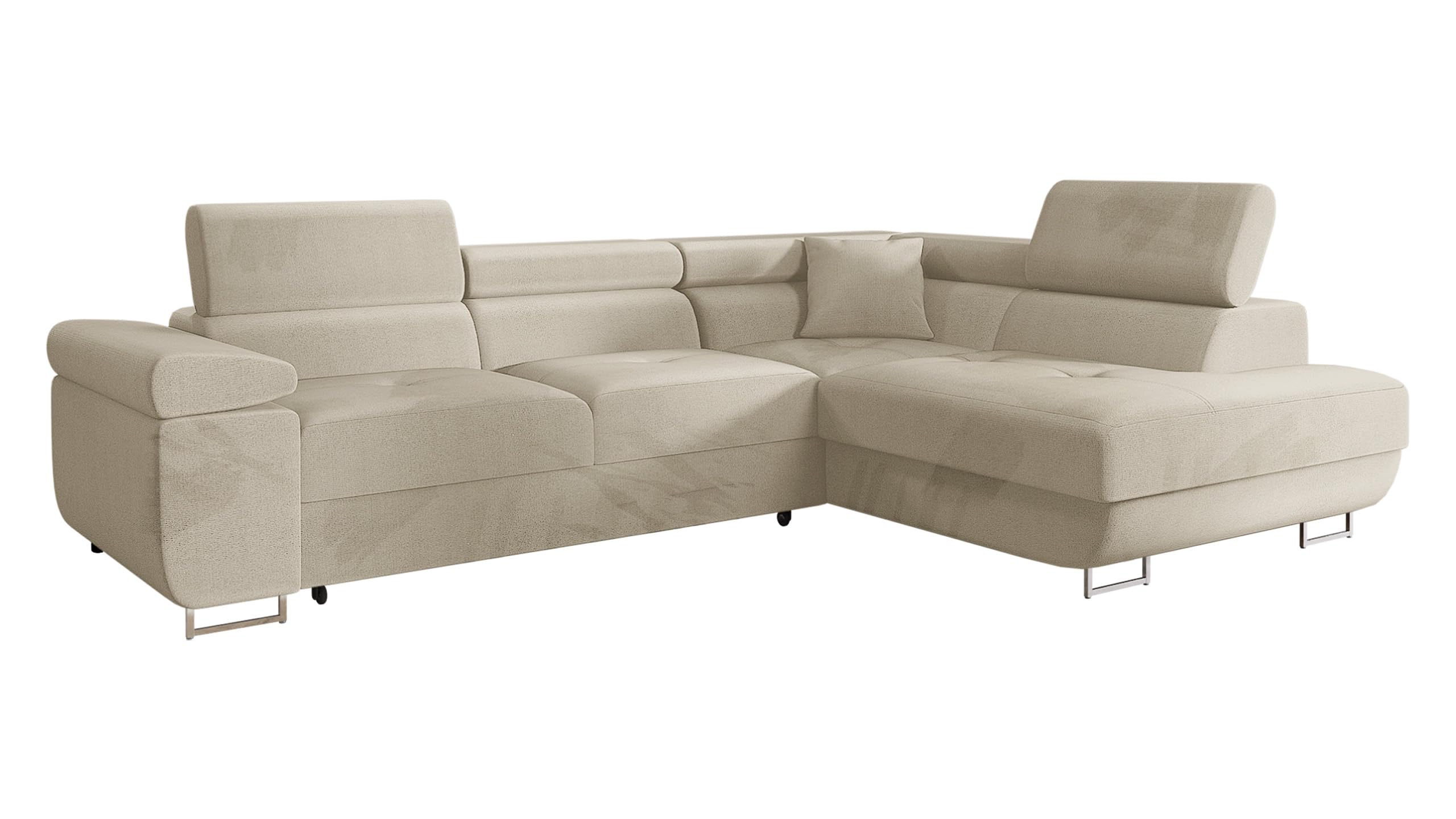 Mirjan24 Ecksofa Torezio mit Bettkasten, Einstellbare Kopfstützen, Sofa mit Schlaffunktion, Eckcouch für Wohnzimmer, Polsterecke, L-Form Couch mit Bettfunktion (Manila 18, Seite: Rechts)