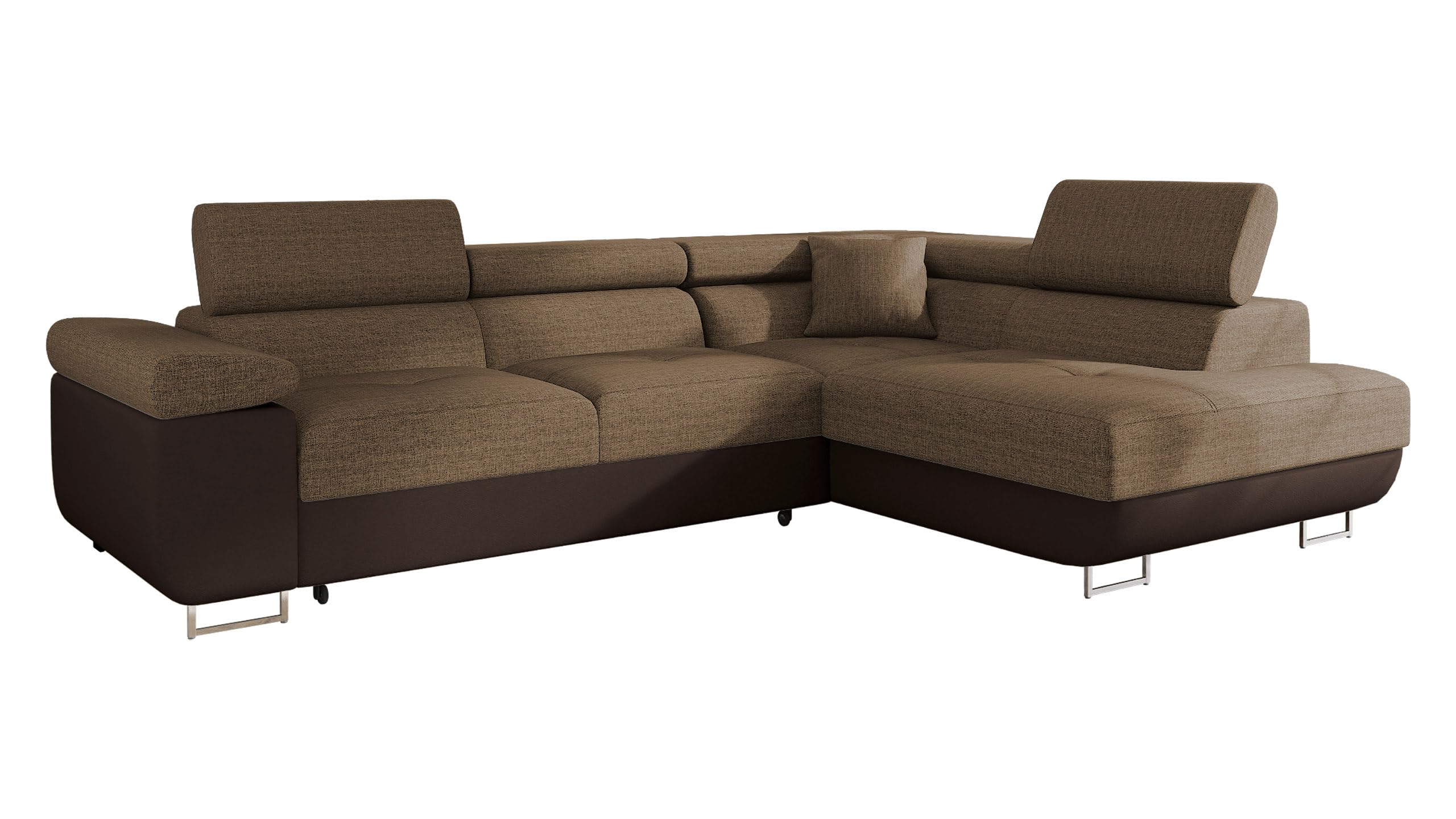 Mirjan24 Ecksofa Torezio mit Bettkasten, Einstellbare Kopfstützen, Sofa mit Schlaffunktion, Eckcouch für Wohnzimmer, Polsterecke, L-Form Couch mit Bettfunktion (Manila 18, Seite: Rechts)