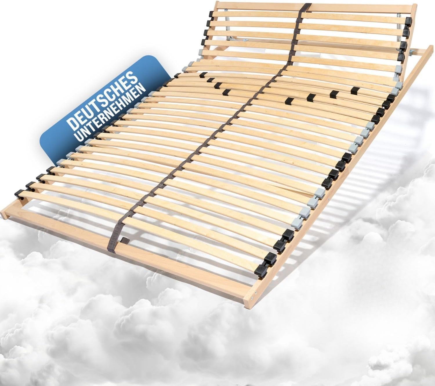 7-Zonen Lattenrost Ergo 140x200 Lattenrahmen - verstellbares Kopfteil - Buche Rahmen- 28 Federleisten- Bettrahmen 140x200cm passend für Queensize Bett- geeignet für alle Matratzen