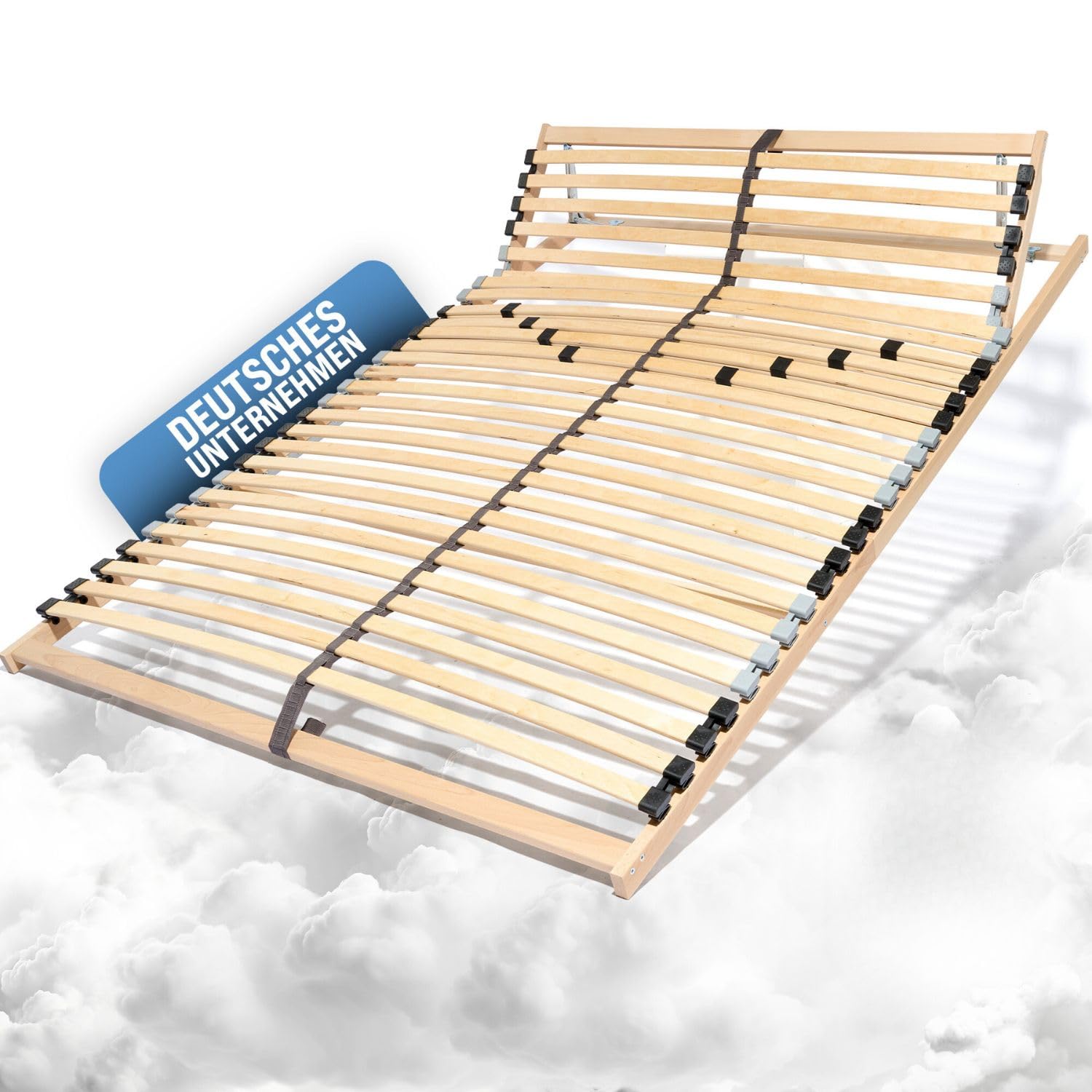 7-Zonen Lattenrost Ergo 140x200 Lattenrahmen - verstellbares Kopfteil - Buche Rahmen- 28 Federleisten- Bettrahmen 140x200cm passend für Queensize Bett- geeignet für alle Matratzen