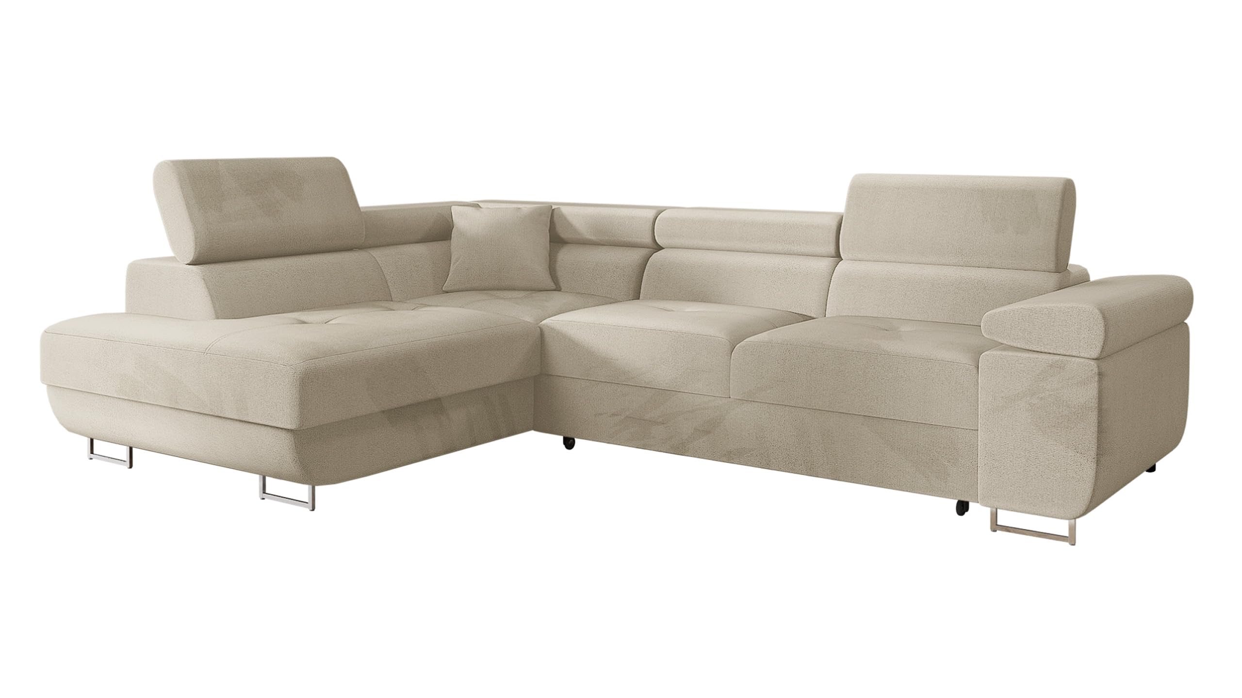 Mirjan24 Ecksofa Torezio mit Bettkasten, Einstellbare Kopfstützen, Sofa mit Schlaffunktion, Eckcouch für Wohnzimmer, Polsterecke, L-Form Couch mit Bettfunktion (Manila 18, Seite: Rechts)