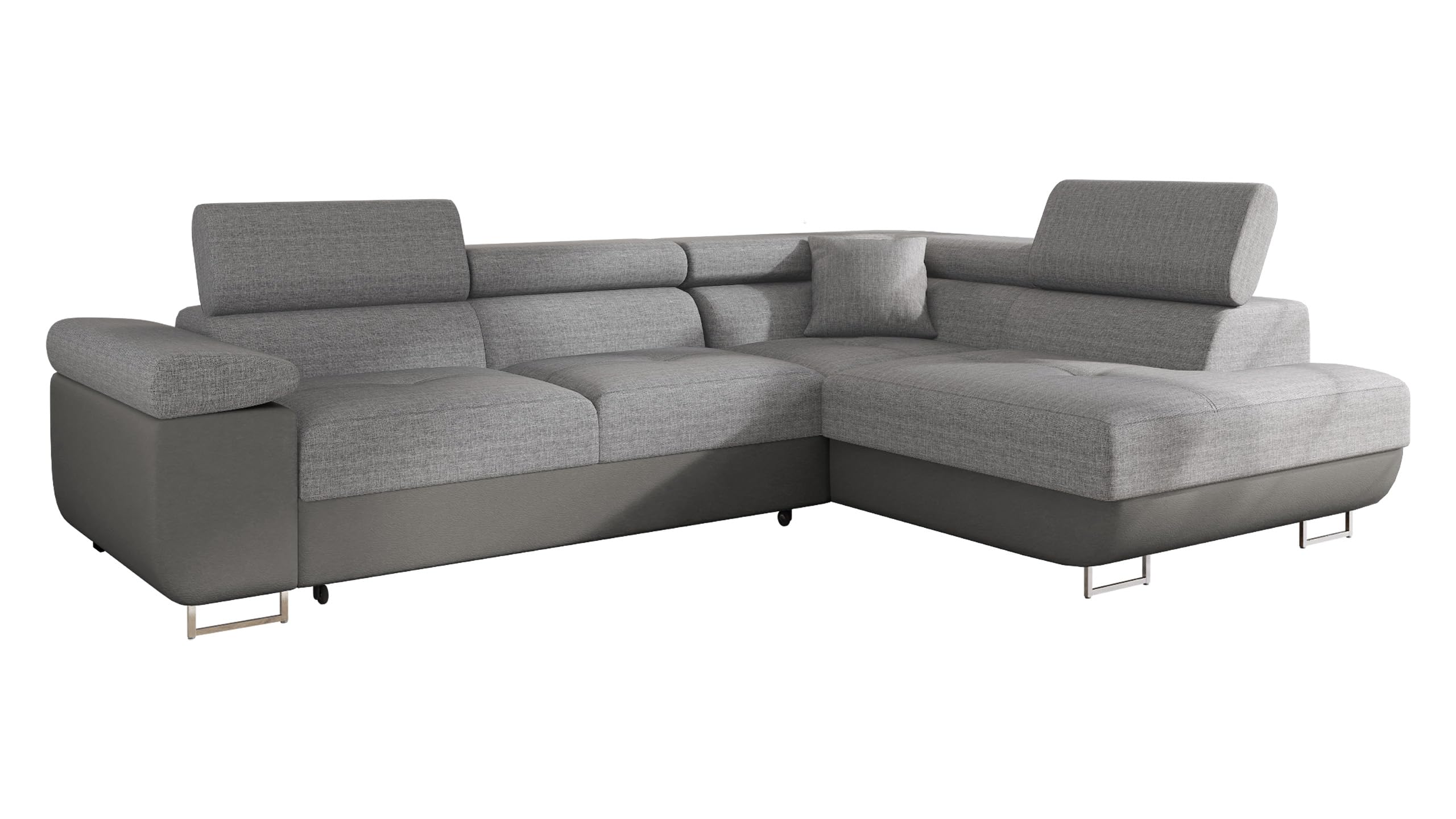 Mirjan24 Ecksofa Torezio mit Bettkasten, Einstellbare Kopfstützen, Sofa mit Schlaffunktion, Eckcouch für Wohnzimmer, Polsterecke, L-Form Couch mit Bettfunktion (Manila 18, Seite: Rechts)
