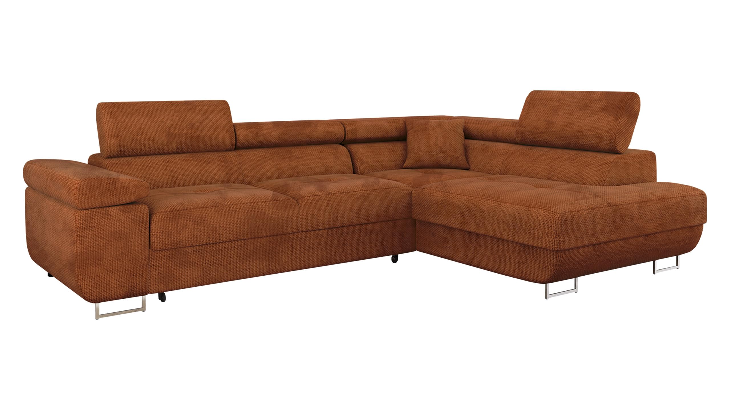 Mirjan24 Ecksofa Torezio mit Bettkasten, Einstellbare Kopfstützen, Sofa mit Schlaffunktion, Eckcouch für Wohnzimmer, Polsterecke, L-Form Couch mit Bettfunktion (Manila 18, Seite: Rechts)