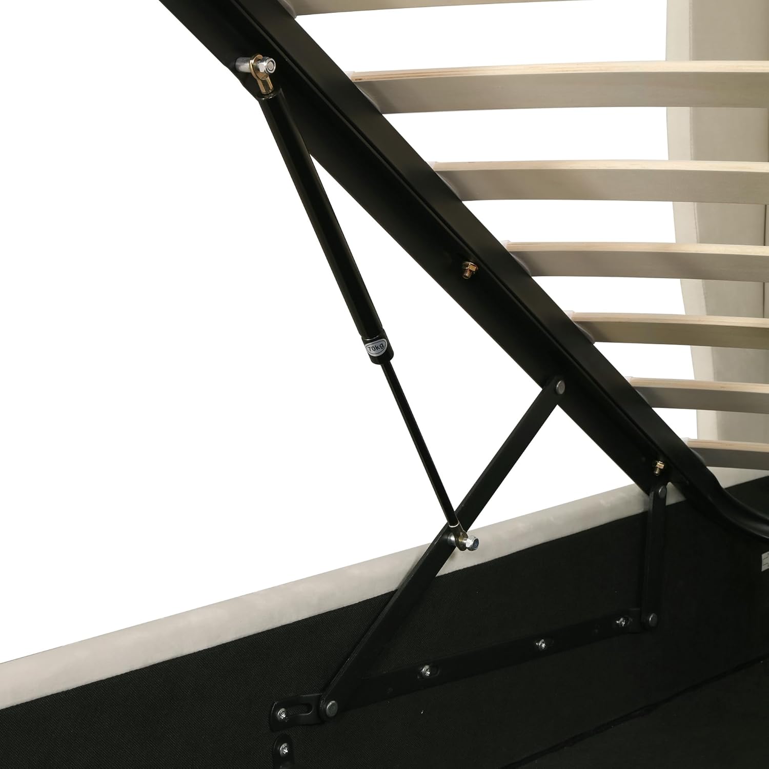 Merax Polsterbett mit Stauraum – Hydraulisches Doppelbett, Lattenrost inklusive