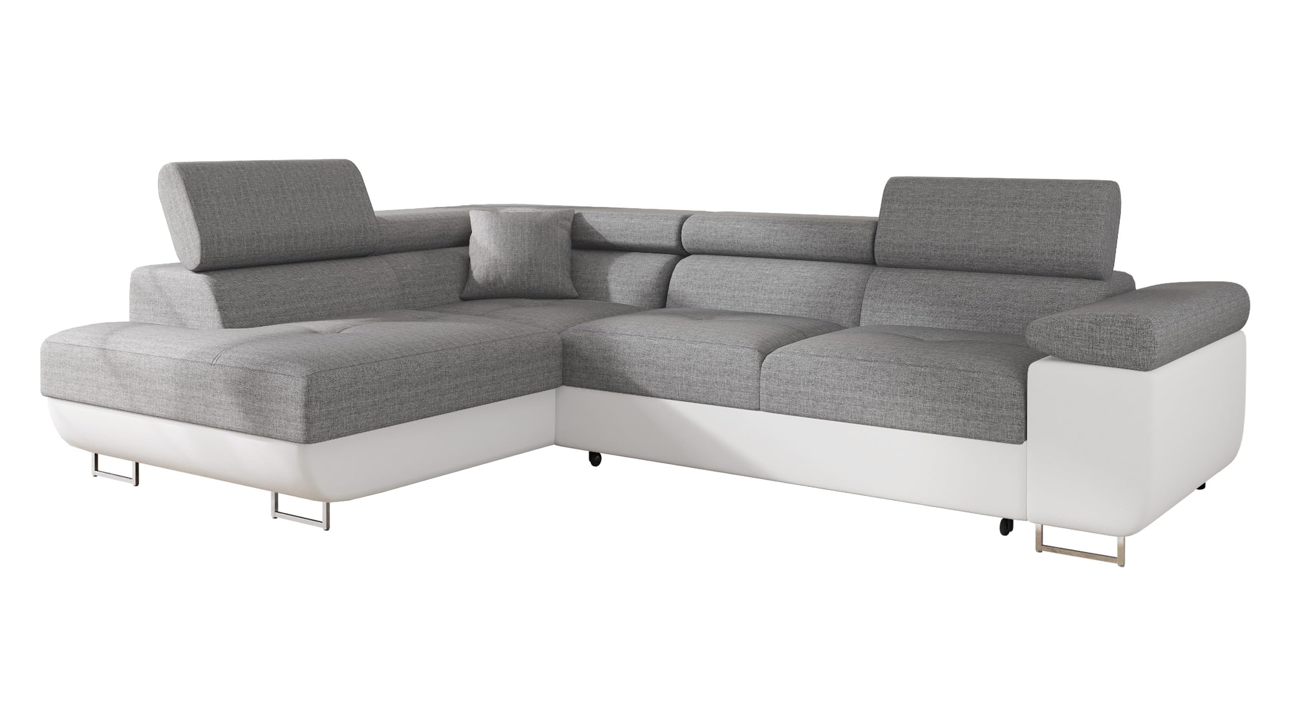 Mirjan24 Ecksofa Torezio mit Bettkasten, Einstellbare Kopfstützen, Sofa mit Schlaffunktion, Eckcouch für Wohnzimmer, Polsterecke, L-Form Couch mit Bettfunktion (Manila 18, Seite: Rechts)