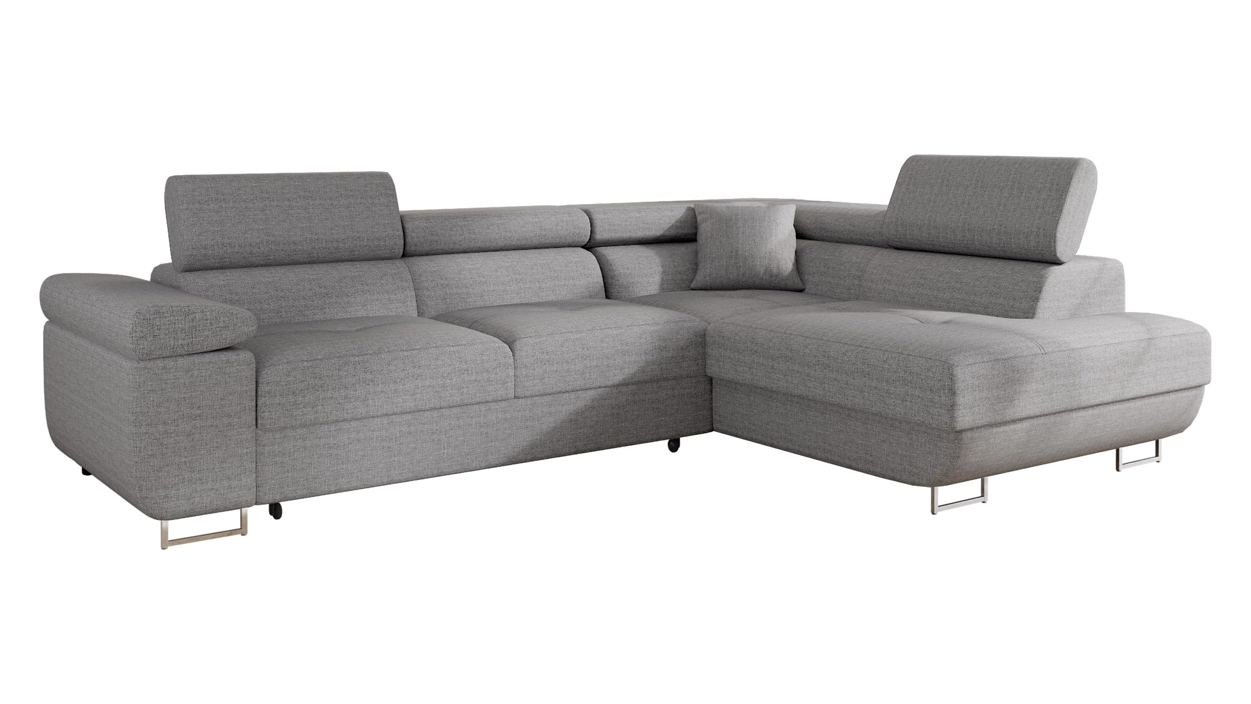Mirjan24 Ecksofa Torezio mit Bettkasten, Einstellbare Kopfstützen, Sofa mit Schlaffunktion, Eckcouch für Wohnzimmer, Polsterecke, L-Form Couch mit Bettfunktion (Manila 18, Seite: Rechts)