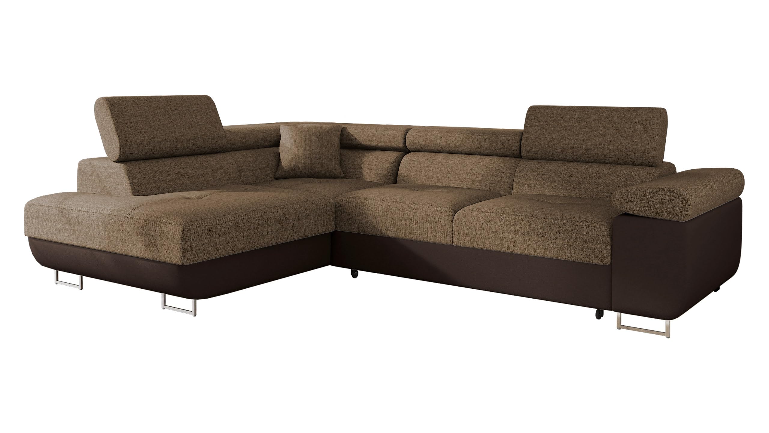 Mirjan24 Ecksofa Torezio mit Bettkasten, Einstellbare Kopfstützen, Sofa mit Schlaffunktion, Eckcouch für Wohnzimmer, Polsterecke, L-Form Couch mit Bettfunktion (Manila 18, Seite: Rechts)
