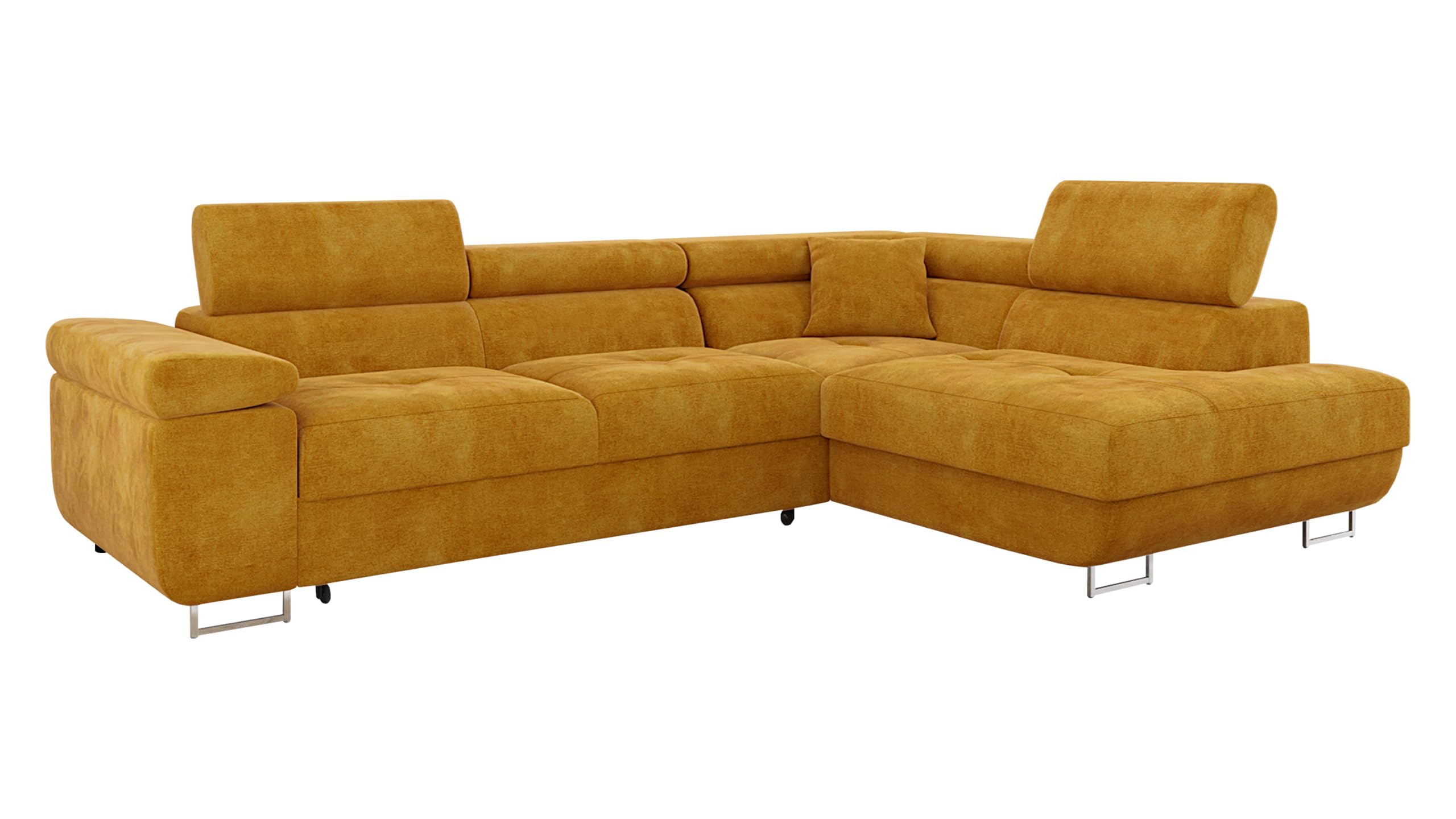Mirjan24 Ecksofa Torezio mit Bettkasten, Einstellbare Kopfstützen, Sofa mit Schlaffunktion, Eckcouch für Wohnzimmer, Polsterecke, L-Form Couch mit Bettfunktion (Manila 18, Seite: Rechts)