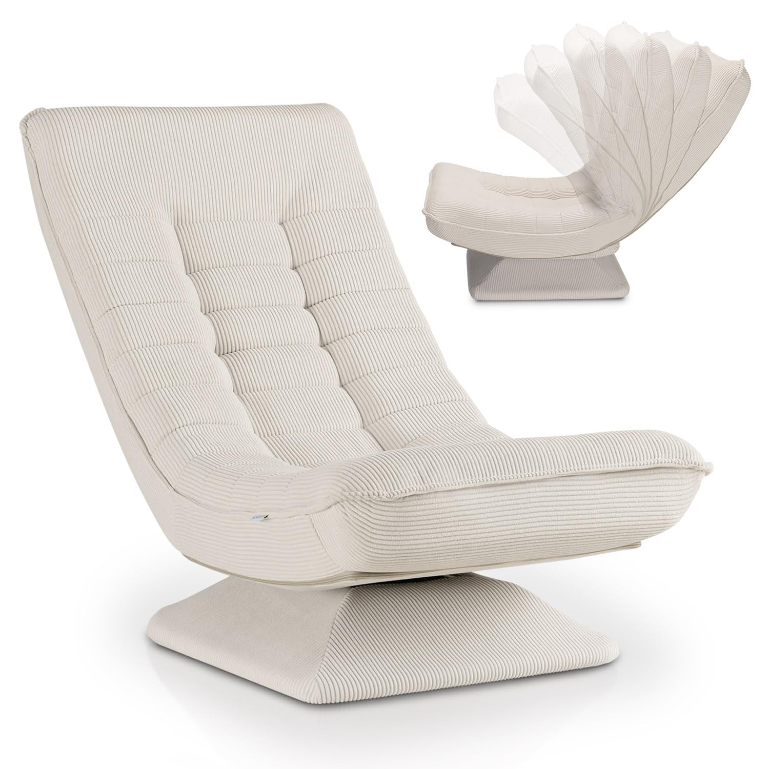 Juskys Relaxsessel Korsika - Ergonomisch & 360° drehbar, klappbar mit 5-lagiger Polsterung - Gemütlicher Cord Sessel für Wohnzimmer - Grau