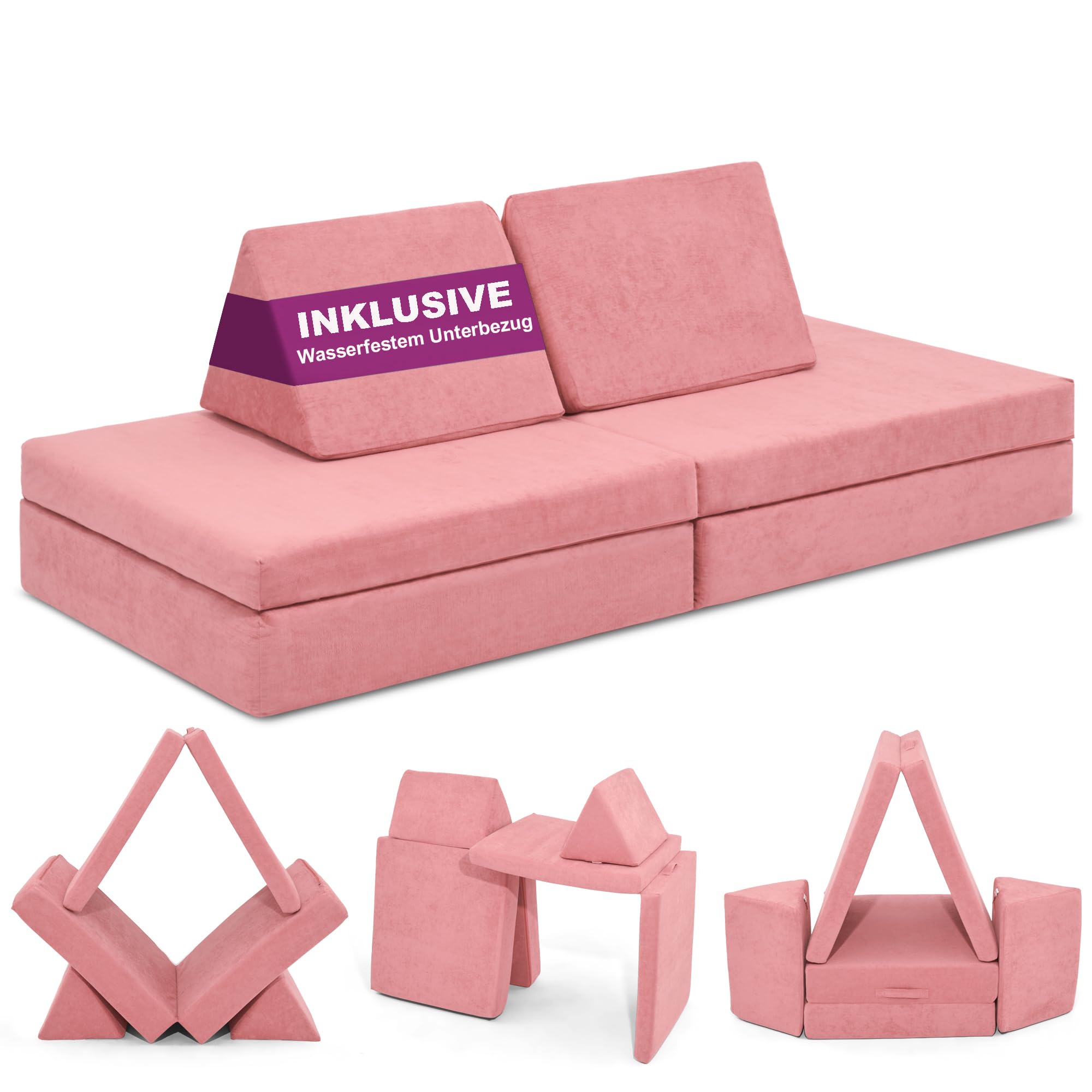 Linodino® Spielsofa Cord | Kindersofa aus Schaumstoff Bausteine - Spielsofa für Kinder & Kuschelecke im Kinderzimmer | Kindercouch | Oeko-TEX 100 Zertifiziert | Elfenzauber Beige