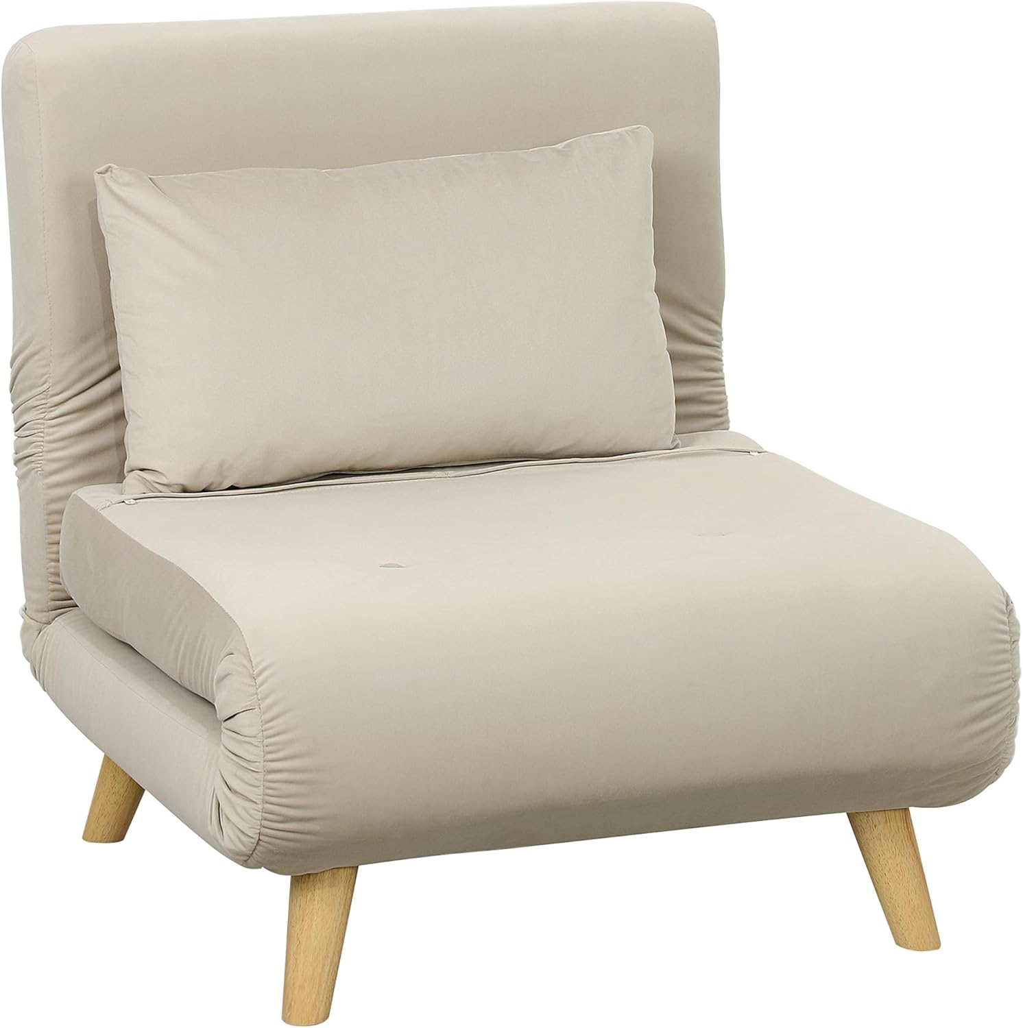 HOMCOM 3 in 1 Schlafsessel Klappbar Schlafsofa mit Bettfunktion Verstellbarer Rückenlehne Kissen Gästebett in Leinenoptik Relaxsessel Klappsessel für Wohnzimmer Schlafzimmer 72 x 78 x 79 cm Beige