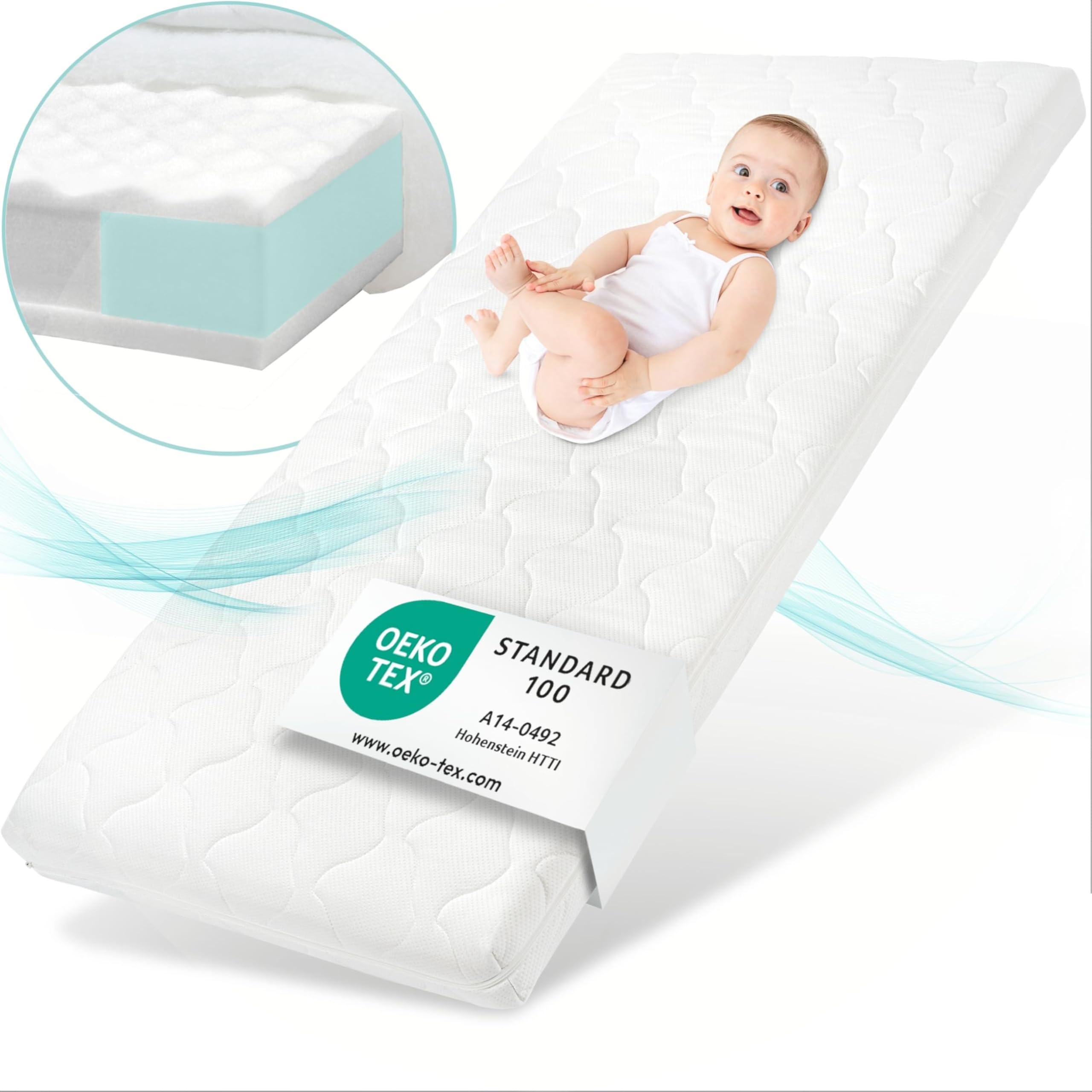 Sun Garden Kindermatratze 90x200 cm H2, Oeko Tex 100 Zertifiziert, Matratze für Kinderbett, Bezug waschbar, Optimale Matratze für Kinder, Bezug mit Klimafaser-Versteppung, P1440 ComfortPur