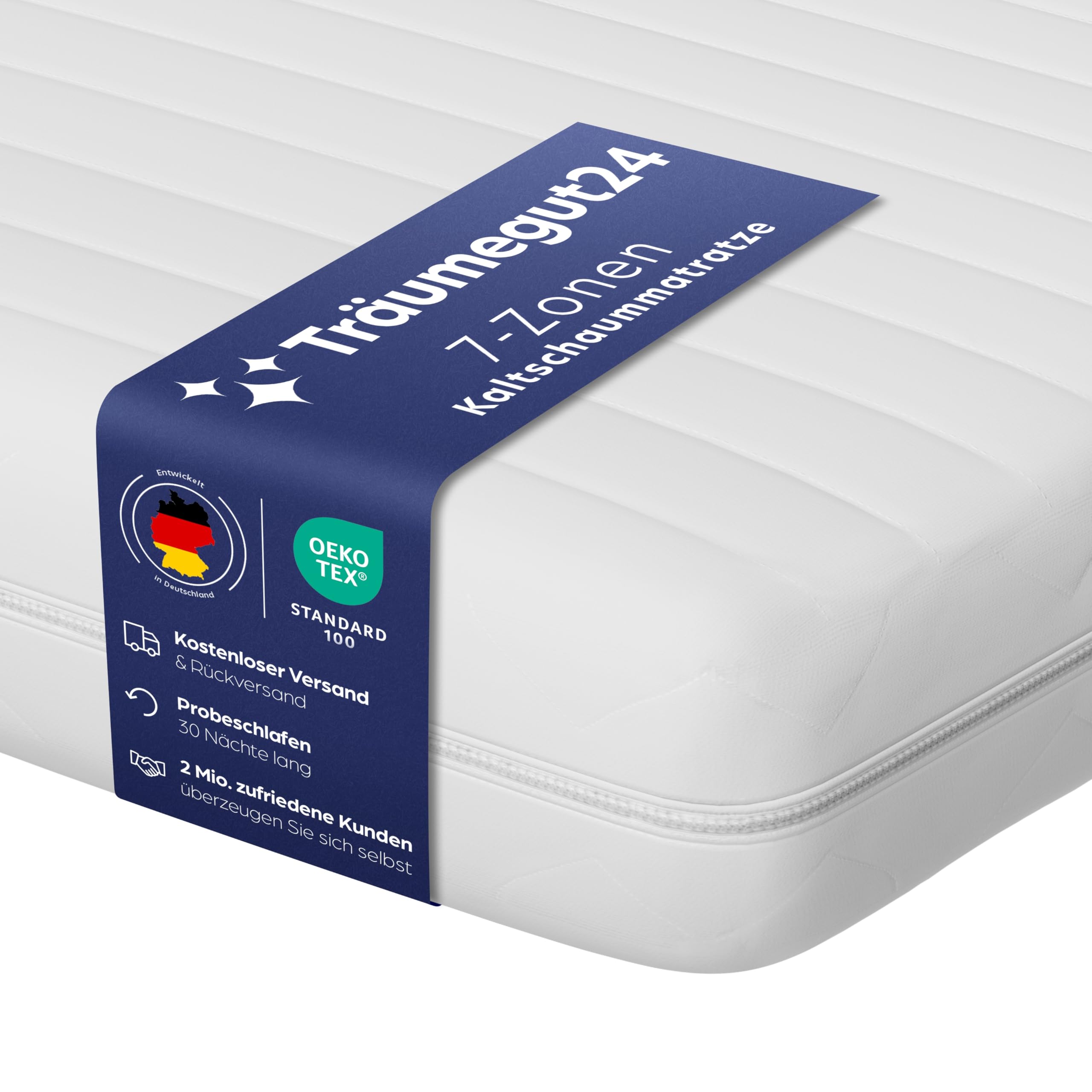 Träumegut24 AquaFlex 7-Zonen Matratze 140x200 cm | H2&H3 | Ergonomische Kaltschaummatratze | Hypoallergen & Antibakteriell | Bezug abnehmbar & waschbar | Oeko-TEX® | (19cm, 140 x 200 cm)