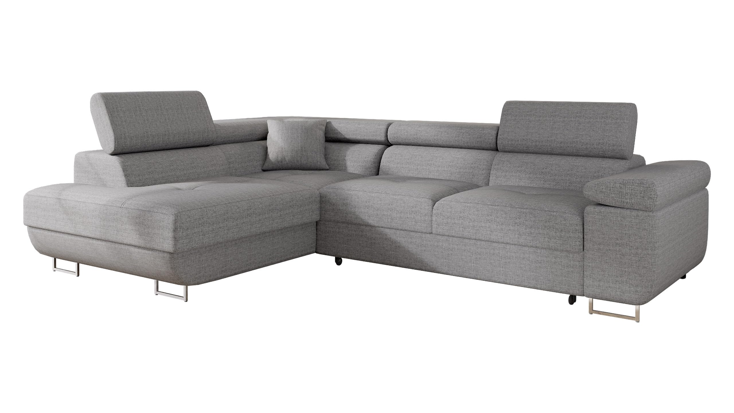 Mirjan24 Ecksofa Torezio mit Bettkasten, Einstellbare Kopfstützen, Sofa mit Schlaffunktion, Eckcouch für Wohnzimmer, Polsterecke, L-Form Couch mit Bettfunktion (Manila 18, Seite: Rechts)