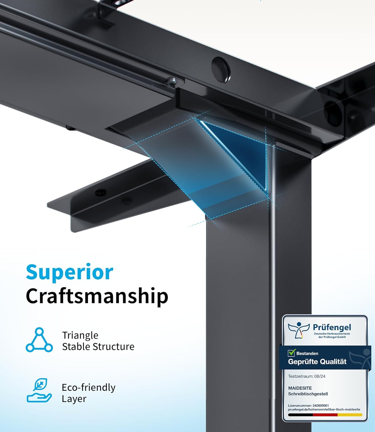 MAIDeSITe T2 Pro Plus Höhenverstellbarer Schreibtisch elektrisch mit Dual-Motor, 4 Memory-Steuerung, Sitz-Steh-Erinnerung, 100–220 cm Tischplatte