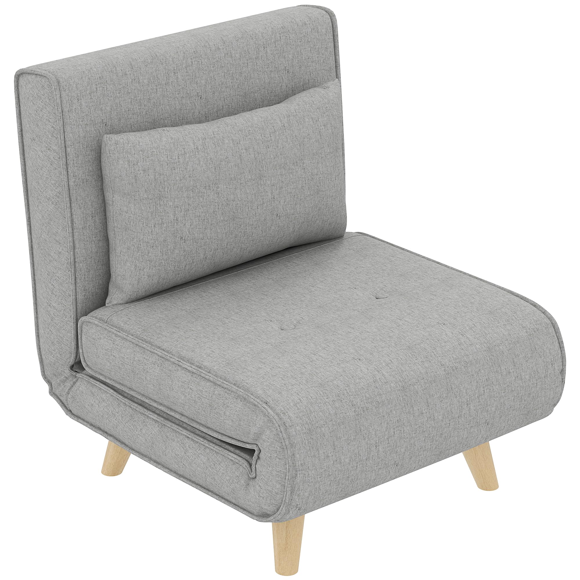 HOMCOM 3 in 1 Schlafsessel Klappbar Schlafsofa mit Bettfunktion Verstellbarer Rückenlehne Kissen Gästebett in Leinenoptik Relaxsessel Klappsessel für Wohnzimmer Schlafzimmer 72 x 78 x 79 cm Beige