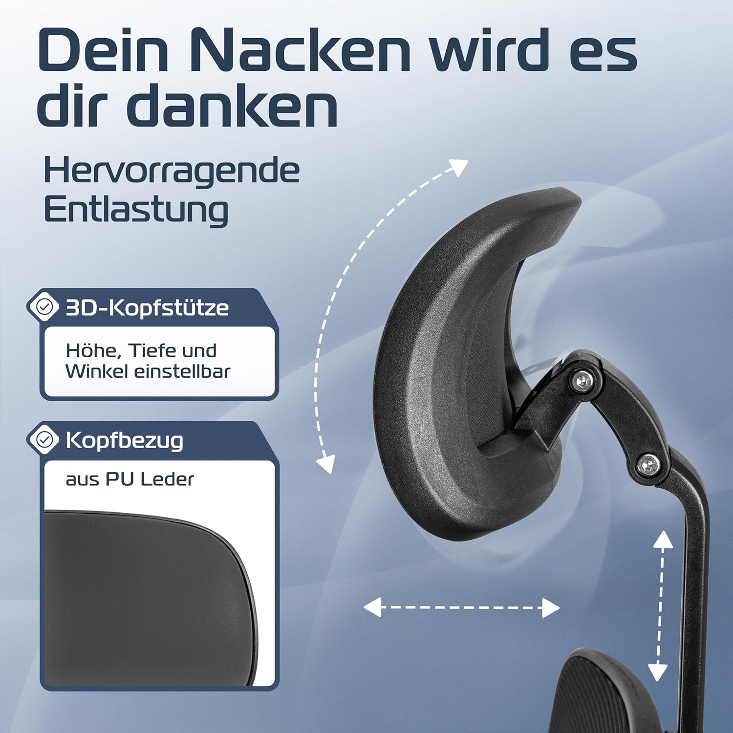 CLOUVOU CleverSeat Ergonomischer Bürostuhl – Verstellbar, bis 150 kg