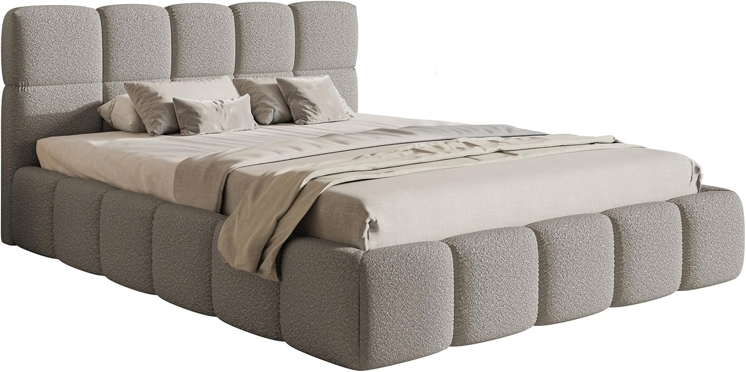 Selsey Upholstered Bed 180 x 200 cm Boucle Fabric Tear-Resistant Cloudy Grey