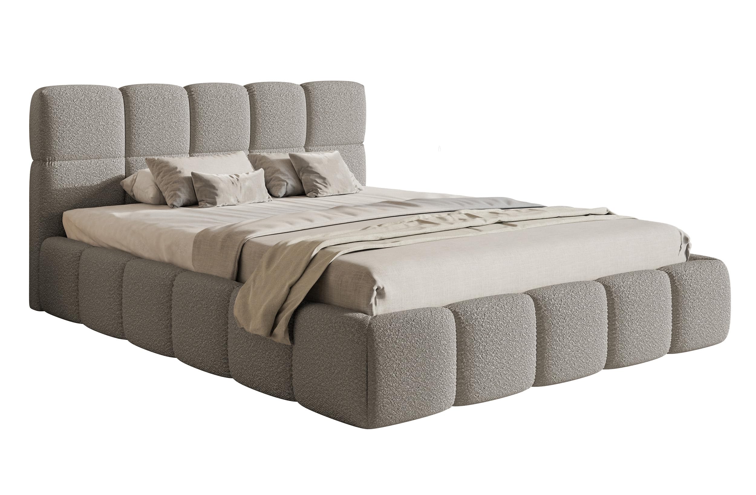 Selsey Upholstered Bed 180 x 200 cm Boucle Fabric Tear-Resistant Cloudy Grey