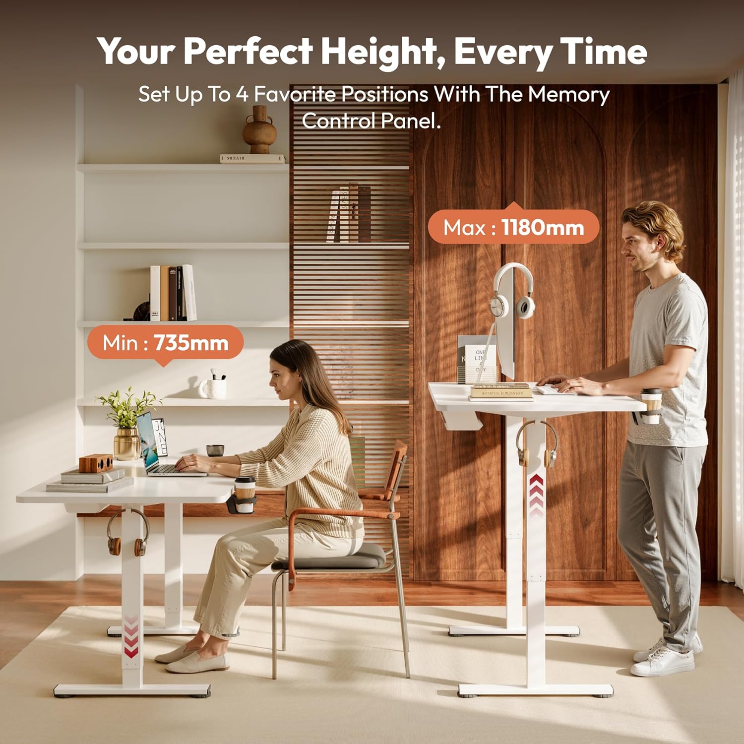 SANODESK höhenverstellbarer Schreibtisch – XXL Standing Desk elektrisch, ergonomisch, stabil