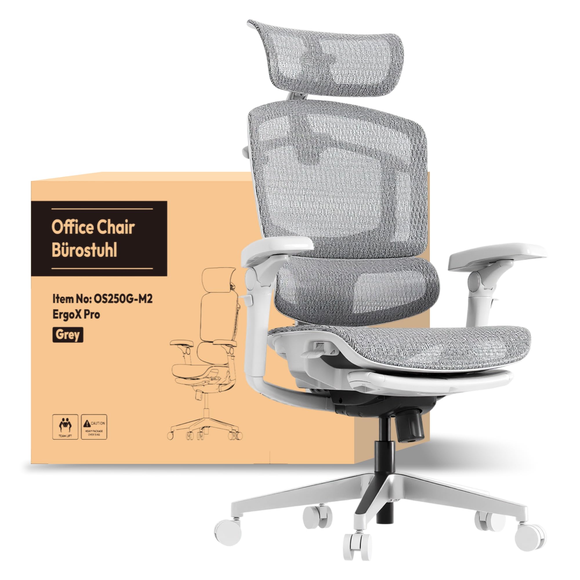 FLEXISPOT Ergonomischer Bürostuhl Schreibtischstuhl mit Fußstütze, 3D-Armlehnen, 3D-Kopfstütze, 5D-Rückenlehne, Atmungsaktiver Sitz Belastbar bis 136 kg Arbeitsstuhl, ErgoX, Schwarz