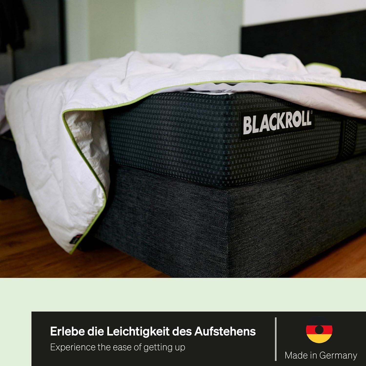 BLACKROLL Recovery Base Matratze 90x200 cm – Hybrid-Memory-Schaum, Mittelfest, Schwarz