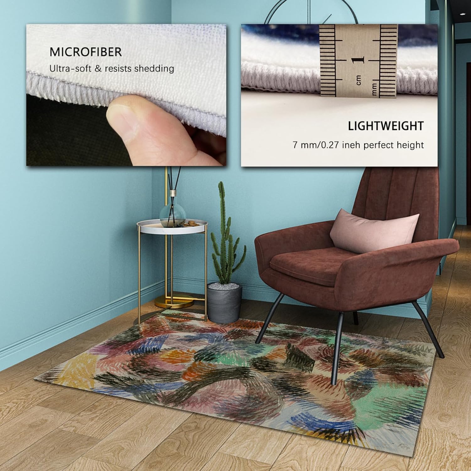CIHCOHOME Abstrakter Wohnzimmerteppich – Moderner Kunststil, Rutschfest, Weich, Pflegeleicht