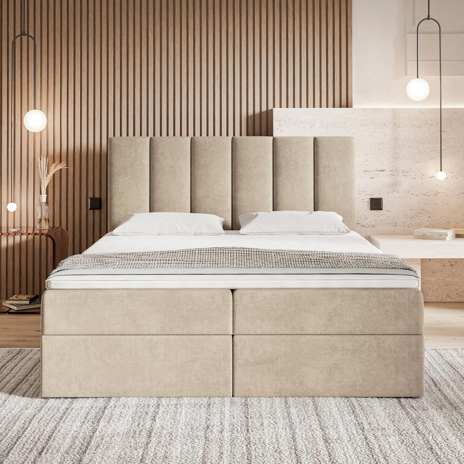 Motivena Santiago Boxspringbett mit Bettkasten, Matratze & Topper